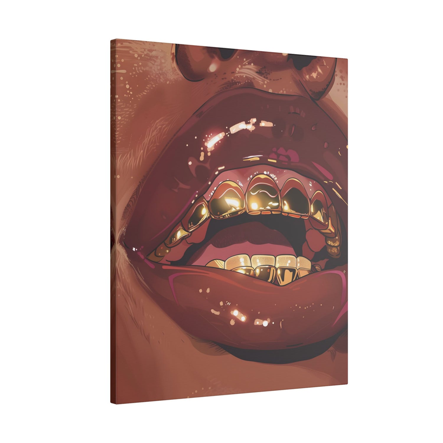 .75&quot; Matte Canvas - Gold Grills Glam Closeup
