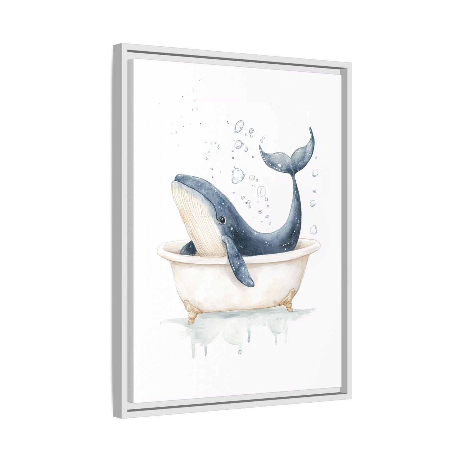 Framed Canvas - Whale Tub Bubble Splash