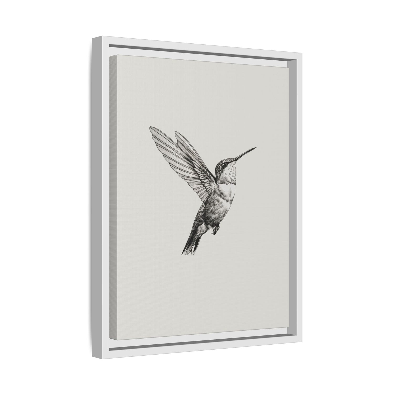 Framed Canvas - Flying Hummingbird Line Study