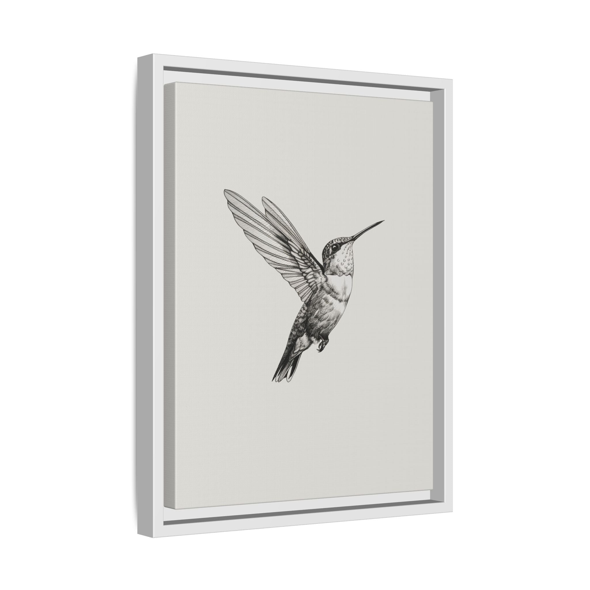 Framed Canvas - Flying Hummingbird Line Study