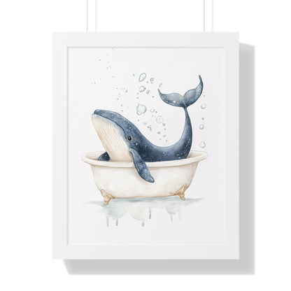Framed Paper Print - Whale Tub Bubble Splash