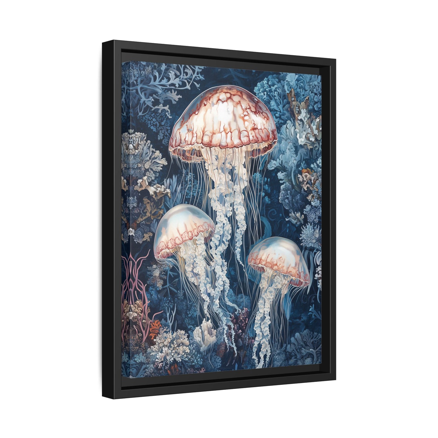 Framed Canvas - Ethereal Ocean Jellyfish
