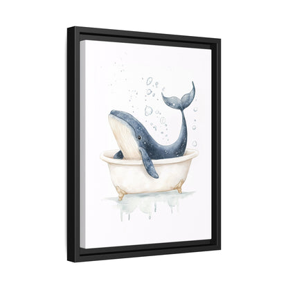 Framed Canvas - Whale Tub Bubble Splash