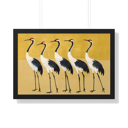 Framed Paper Print - Golden Parade of Cranes