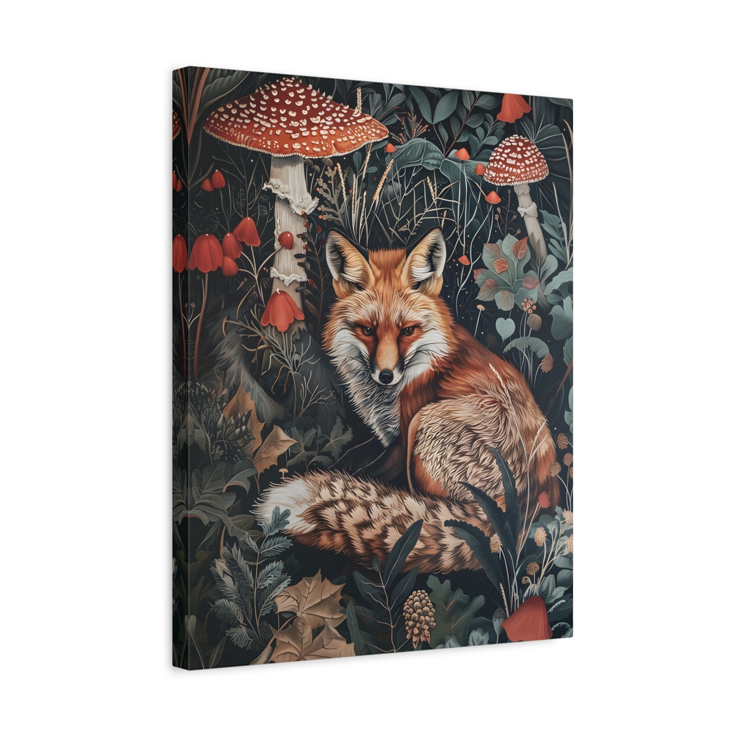1.25" Matte Canvas - Forest Fox with Mushrooms