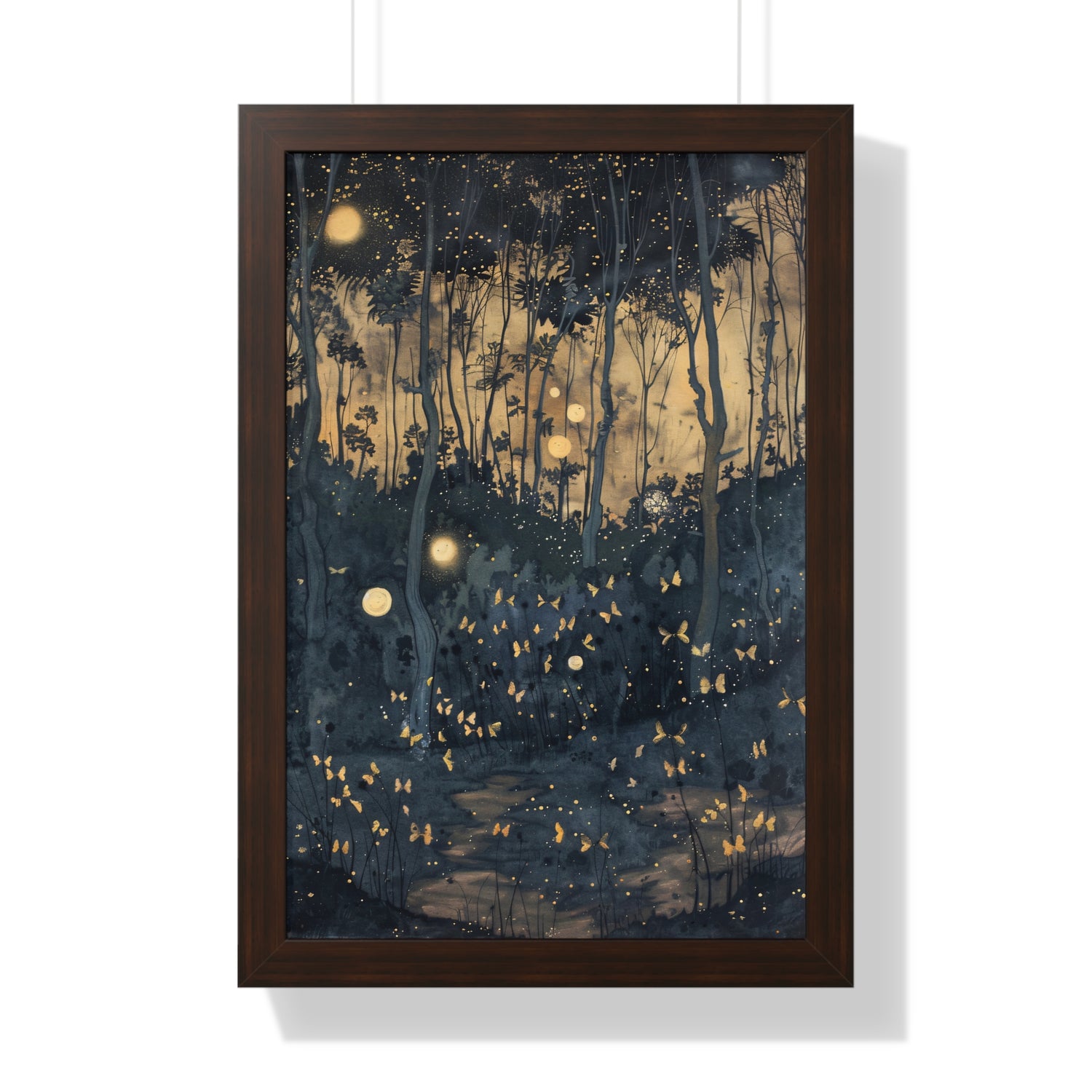 Framed Paper Print - Golden Firefly Nightscape