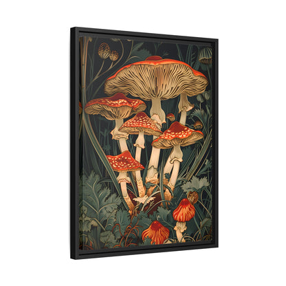 Framed Canvas - Woodland Mushrooms Revival