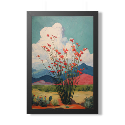 Framed Paper Print - Ocotillo Cactus Desert Bloom