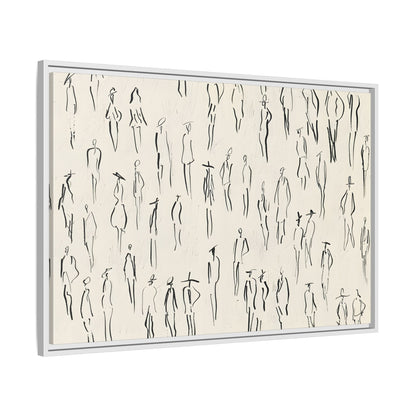 Framed Canvas - Crowd in Motion Linework
