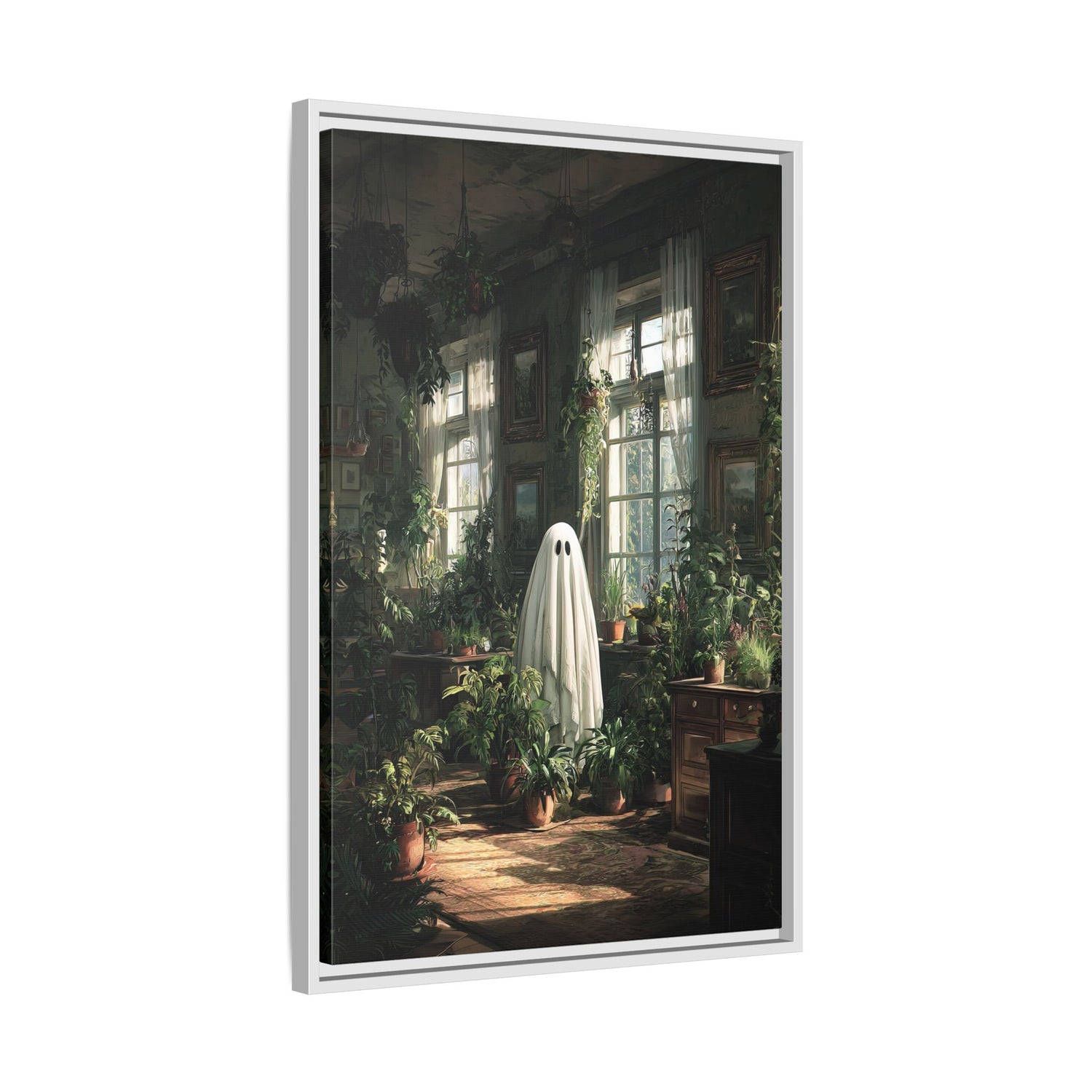 Framed Canvas - Ghost Among Houseplants