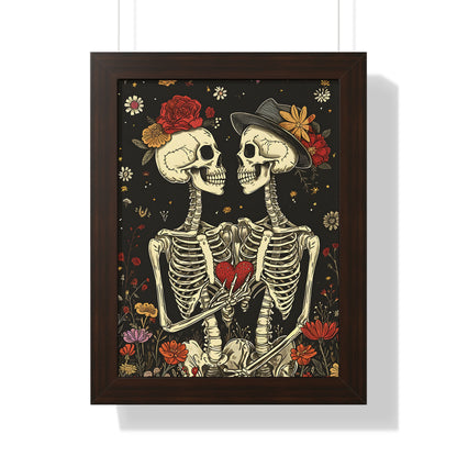 Framed Paper Print - Eternal Love Skeletons