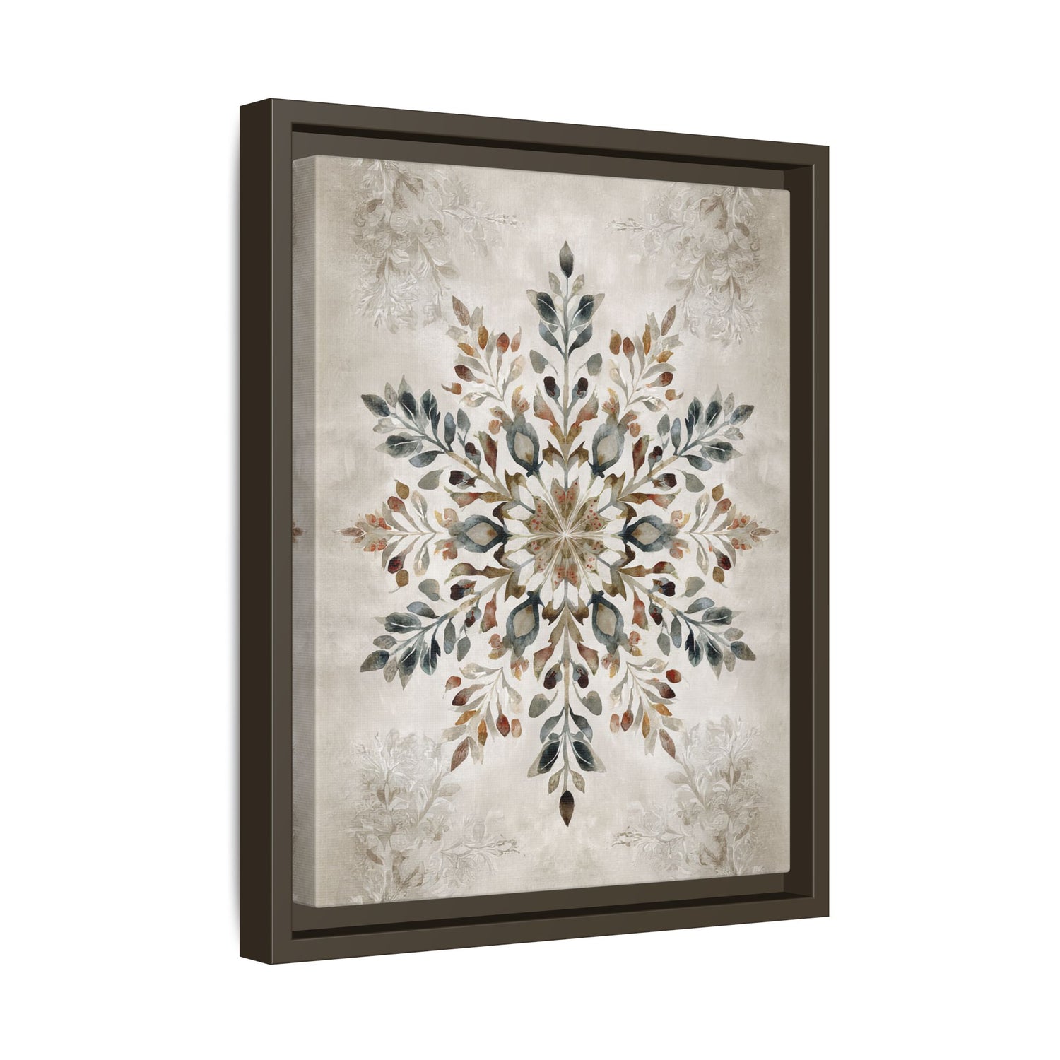 Framed Canvas - Nordic Botanical Snowflake