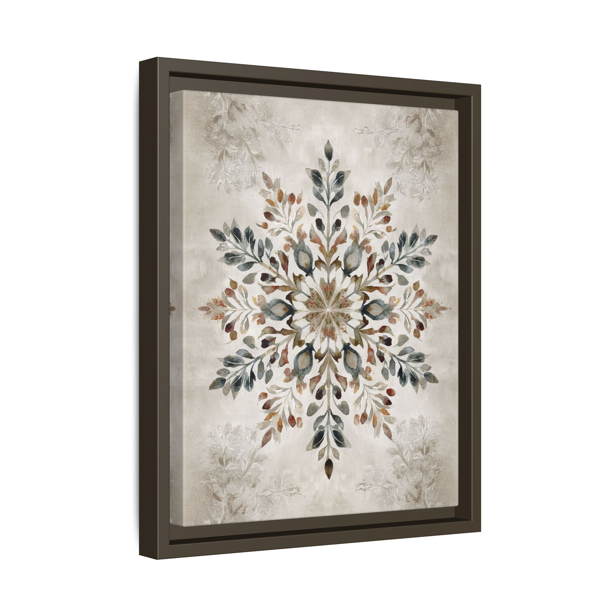 Framed Canvas - Nordic Botanical Snowflake