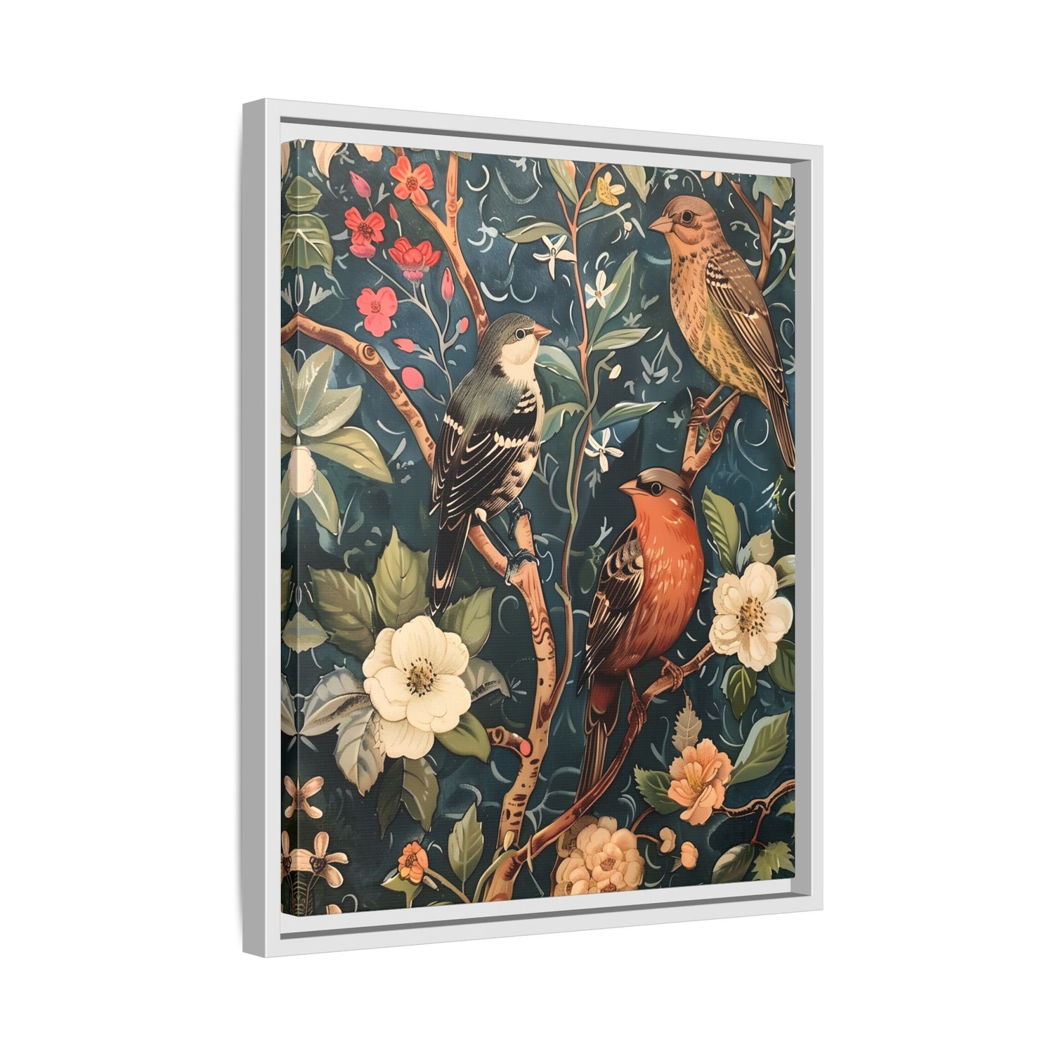 Framed Canvas - Robin and Sparrow Symphony
