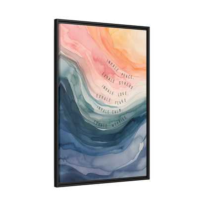 Framed Canvas - Inhale Exhale Watercolor Calm