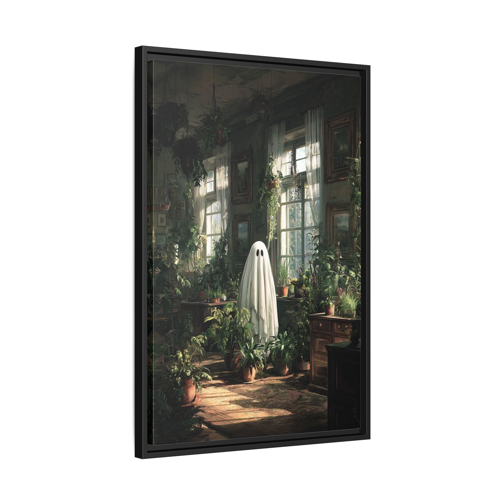 Framed Canvas - Ghost Among Houseplants
