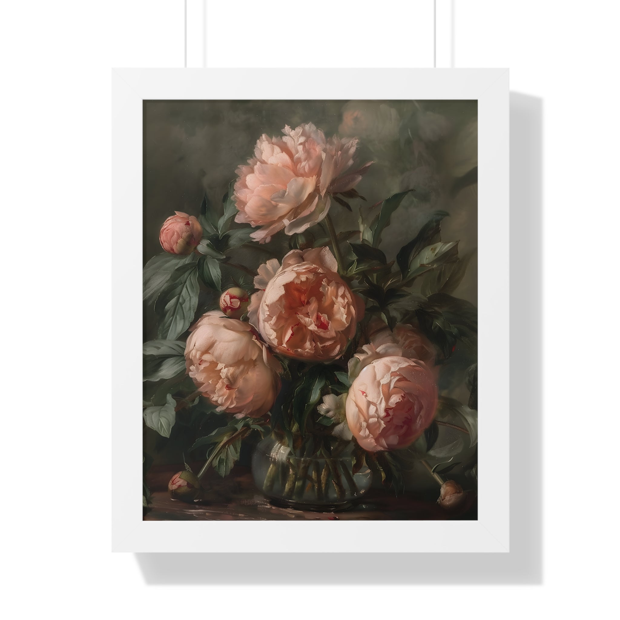 Framed Paper Print - Vintage Blush Peony Bouquet