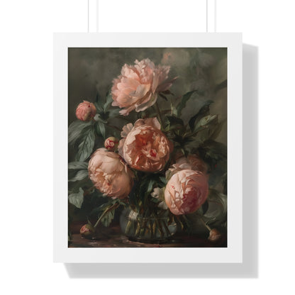 Framed Paper Print - Vintage Blush Peony Bouquet