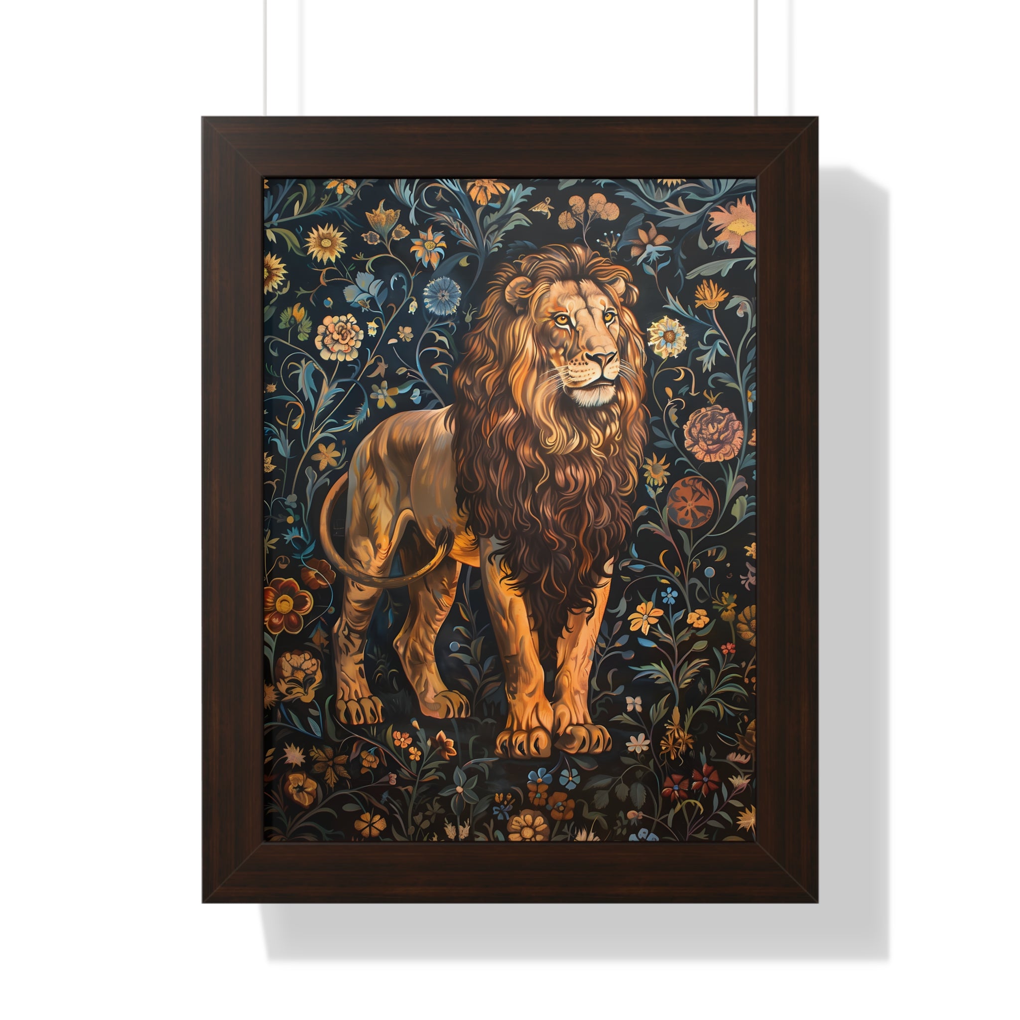 Framed Paper Print - Majestic Floral Lion