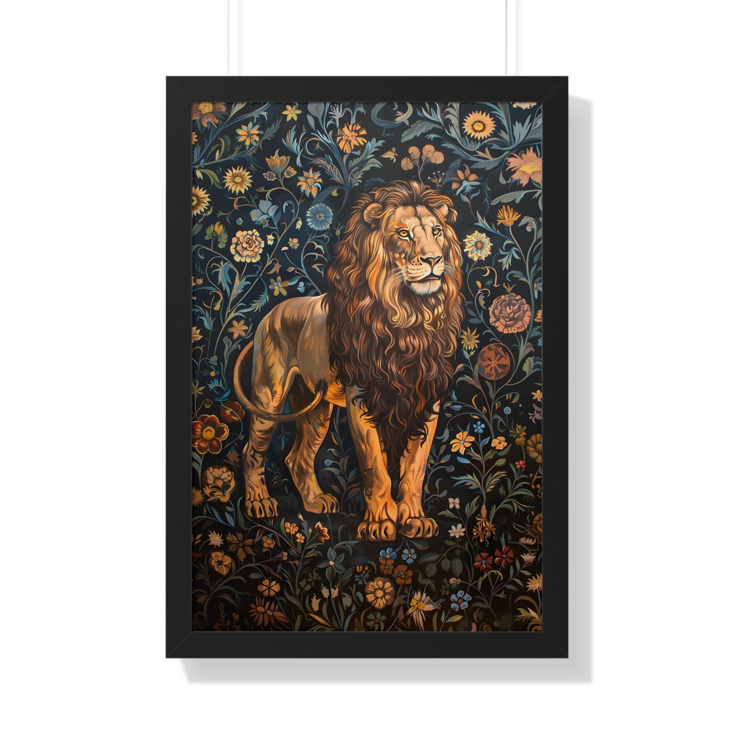 Framed Paper Print - Majestic Floral Lion