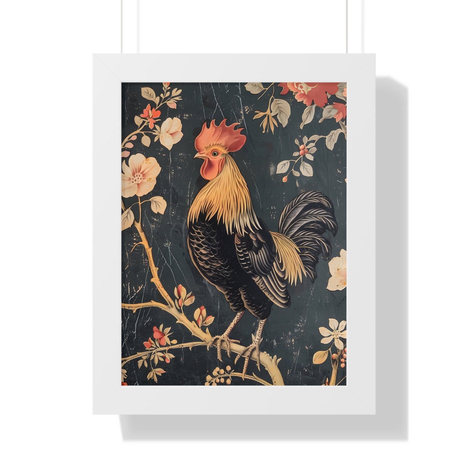 Framed Paper Print - Blooming Rooster Glory