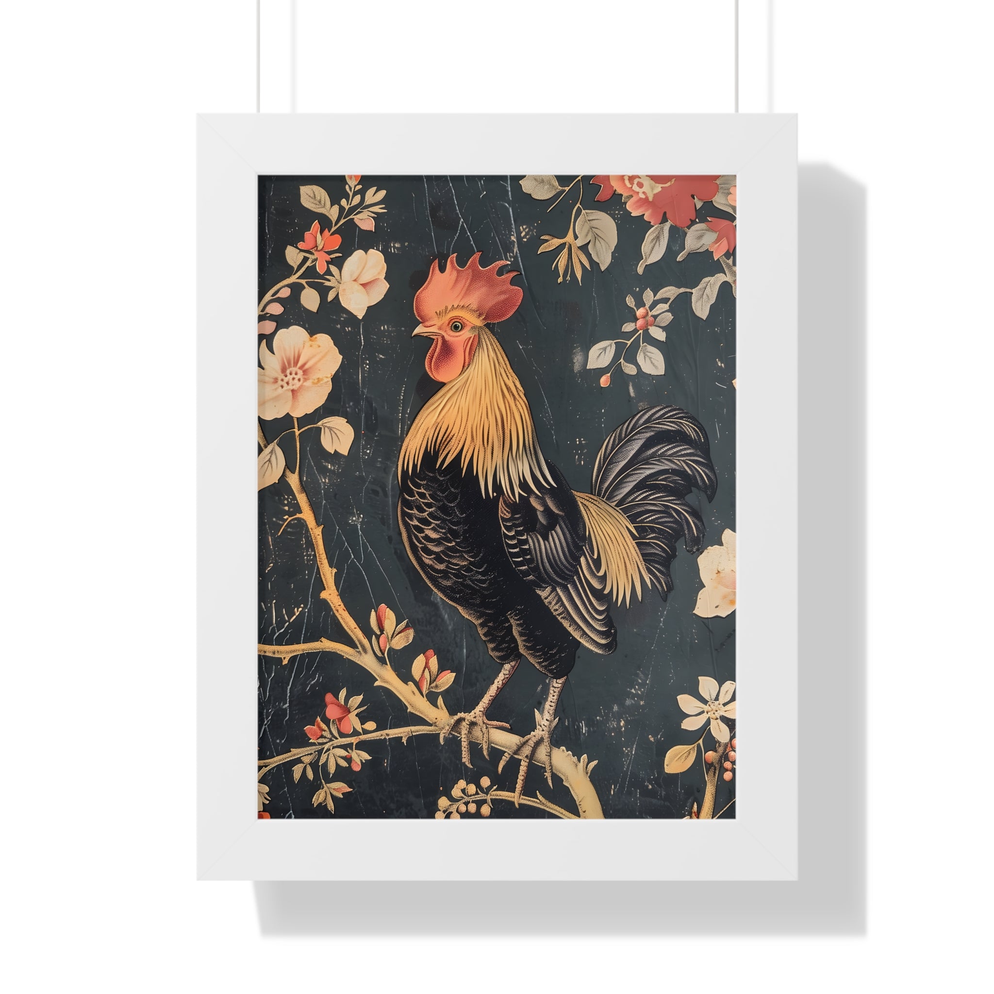 Framed Paper Print - Blooming Rooster Glory