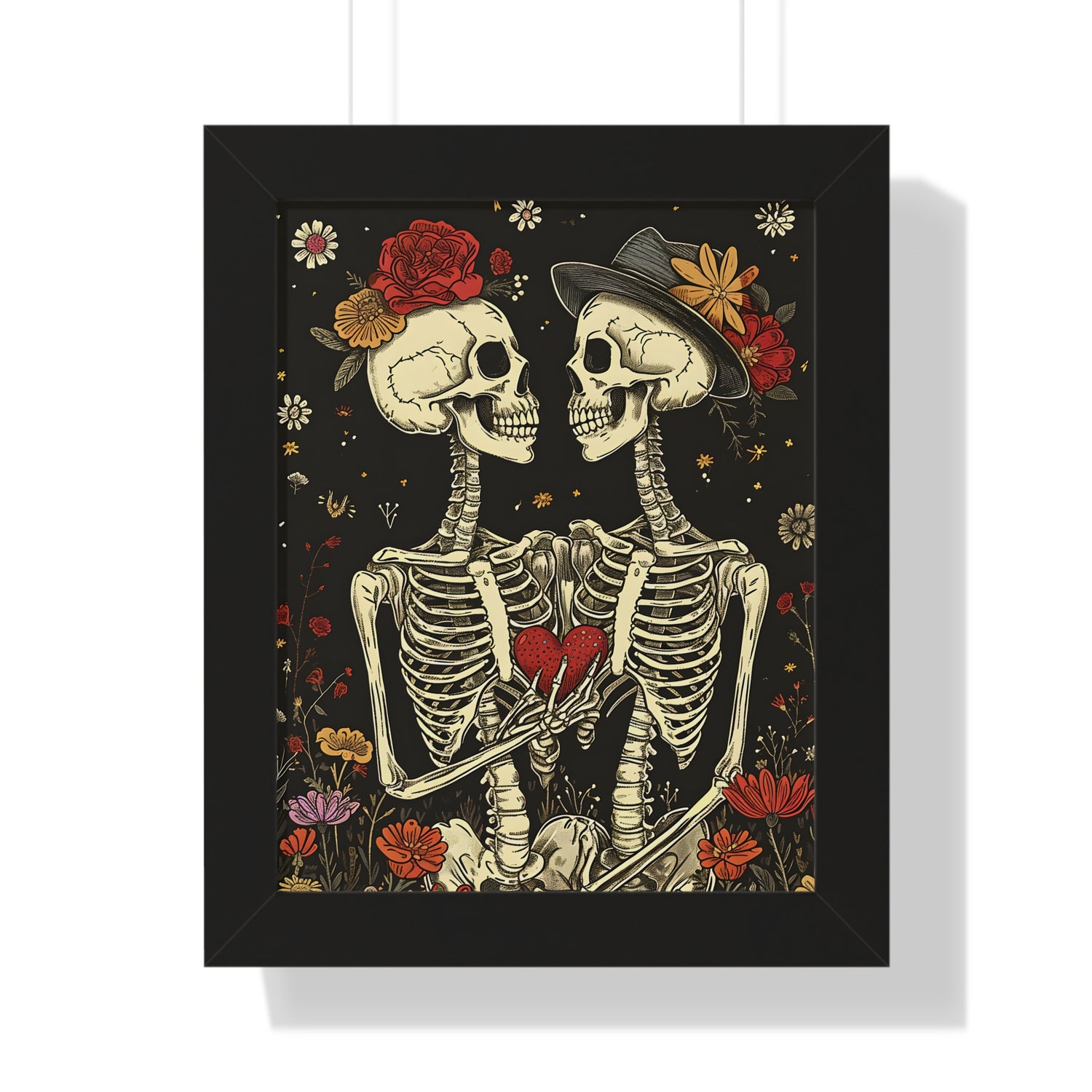 Framed Paper Print - Eternal Love Skeletons