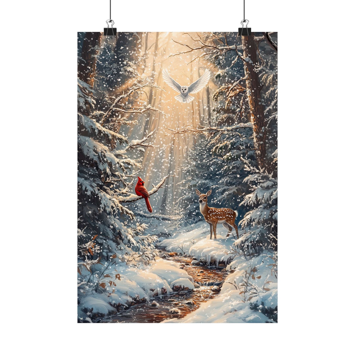 Winter Cardinal Deer Owl