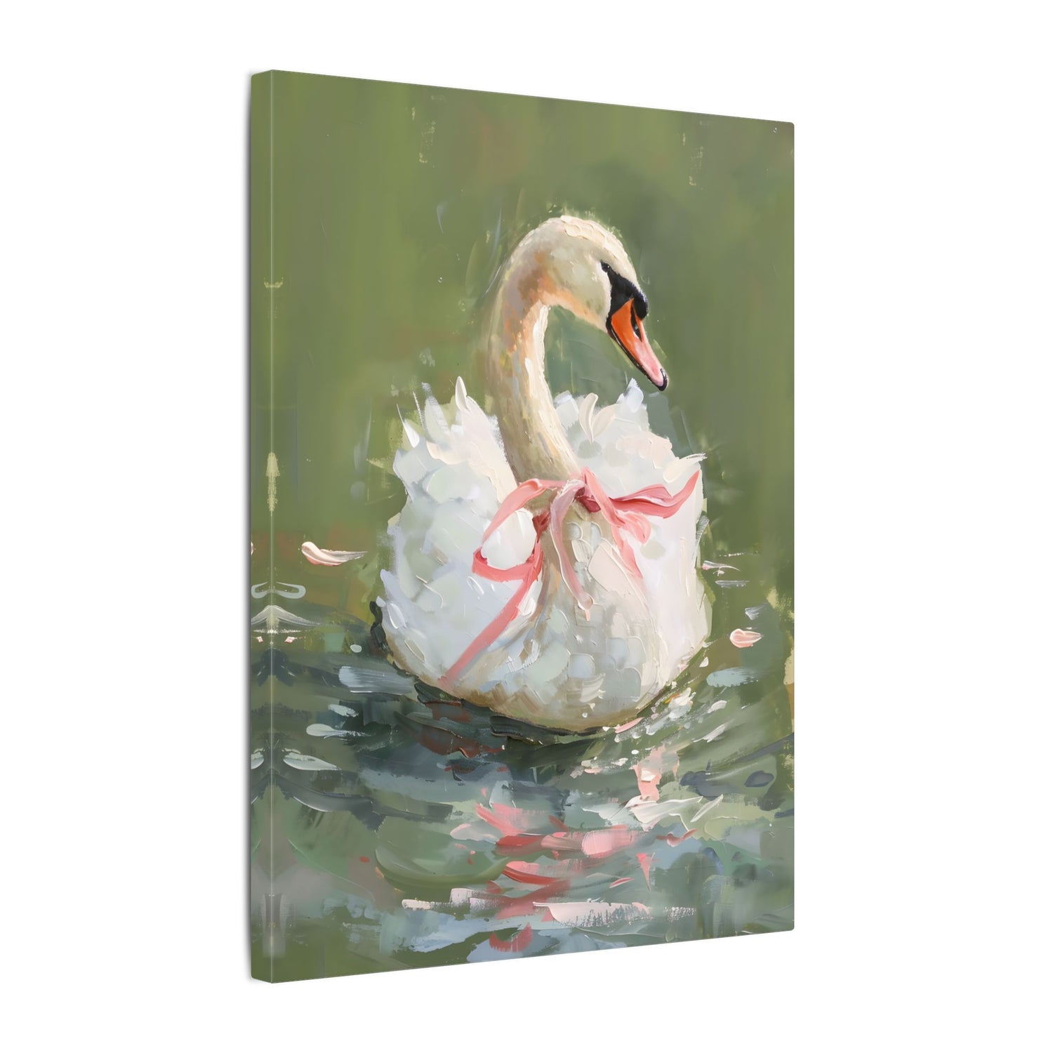 .75" Matte Canvas - Ballet Swan in Pink Bow