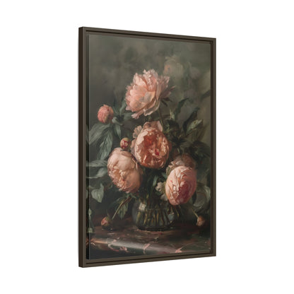 Framed Canvas - Vintage Blush Peony Bouquet