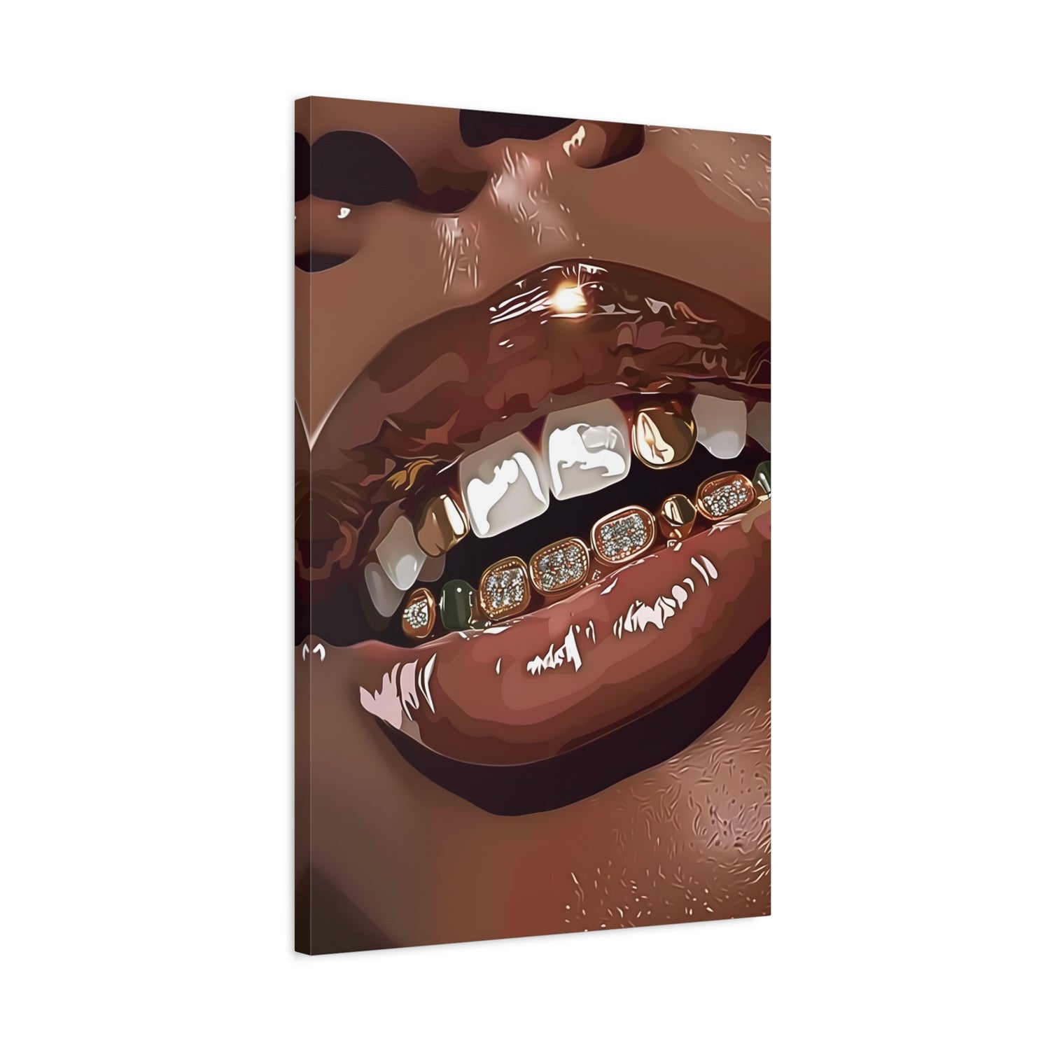 1.25" Matte Canvas - Golden Grill Smile