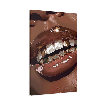 1.25" Matte Canvas - Golden Grill Smile