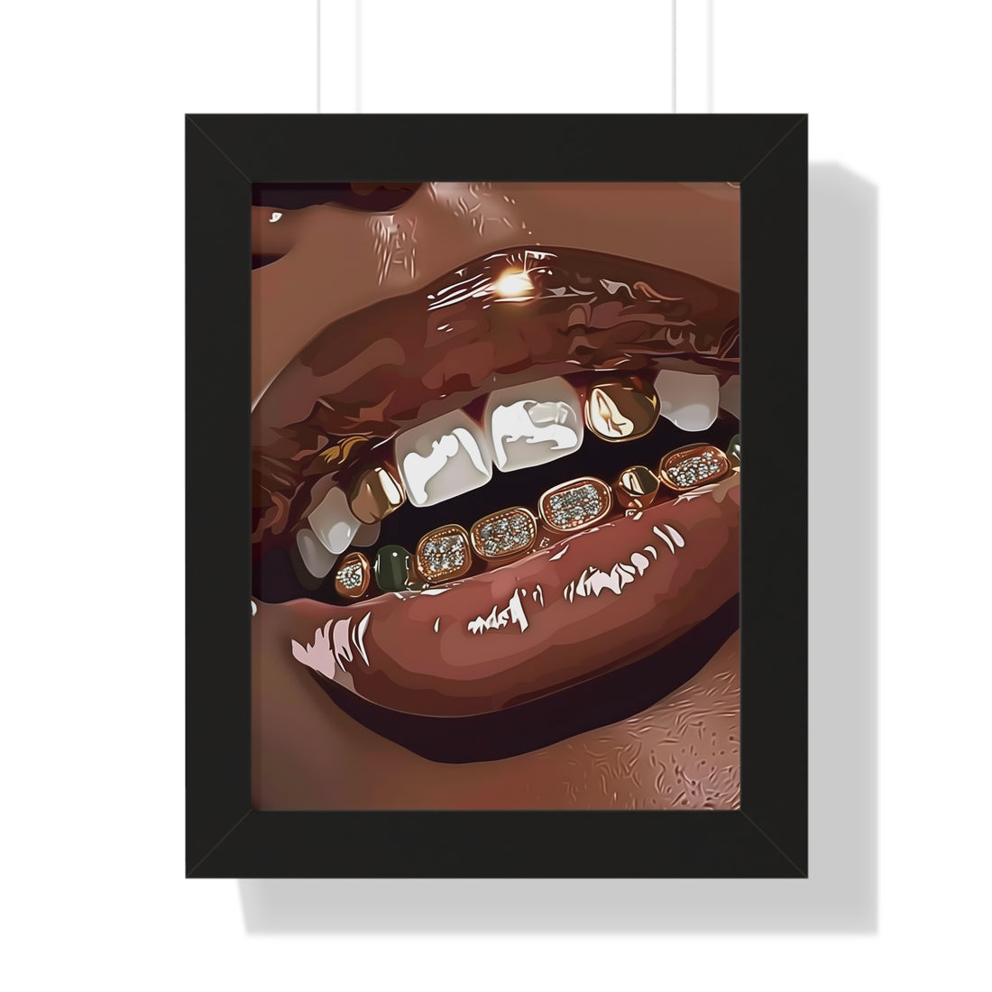 Framed Paper Print - Golden Grill Smile