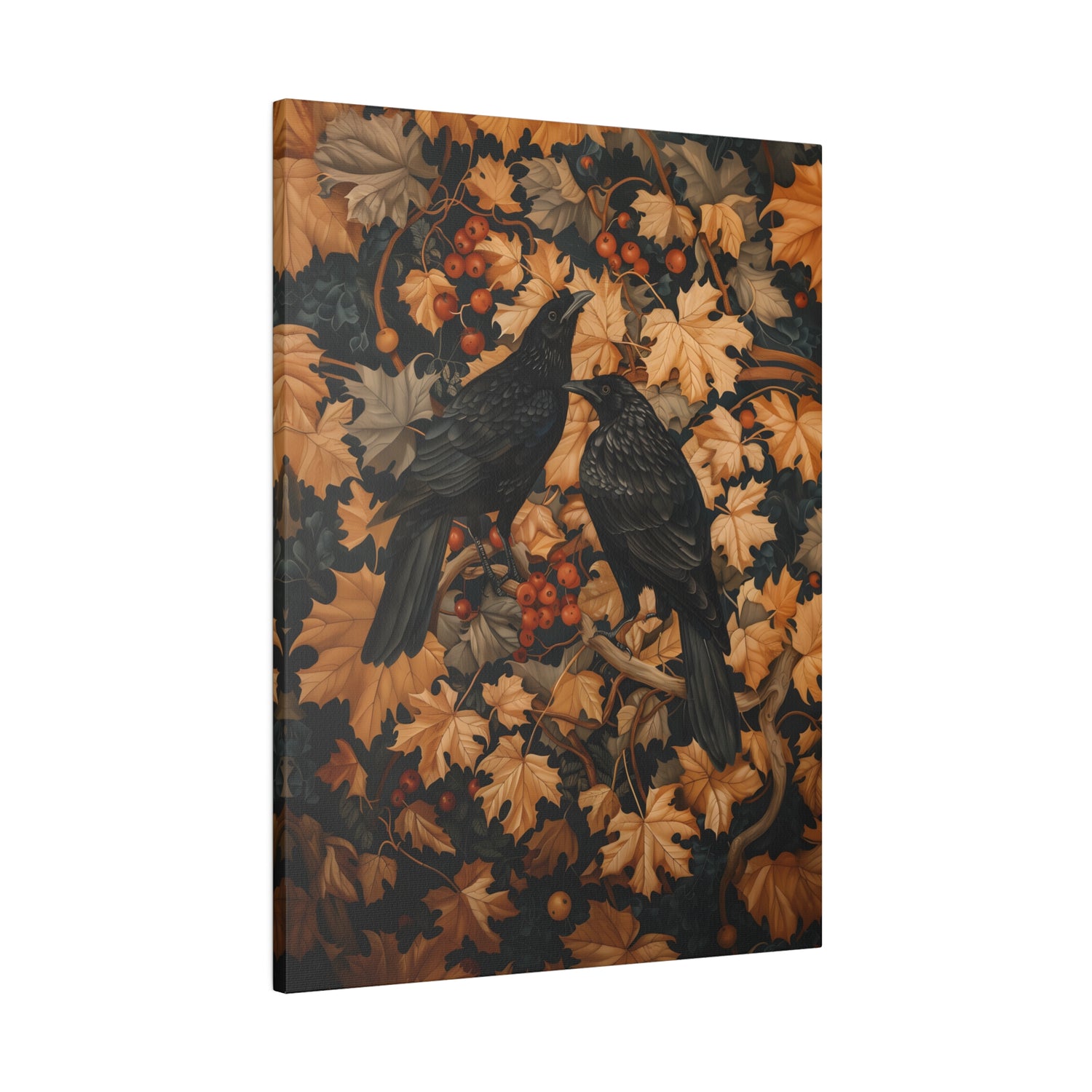 .75&quot; Matte Canvas - Autumn Rooks in Golden Leaves