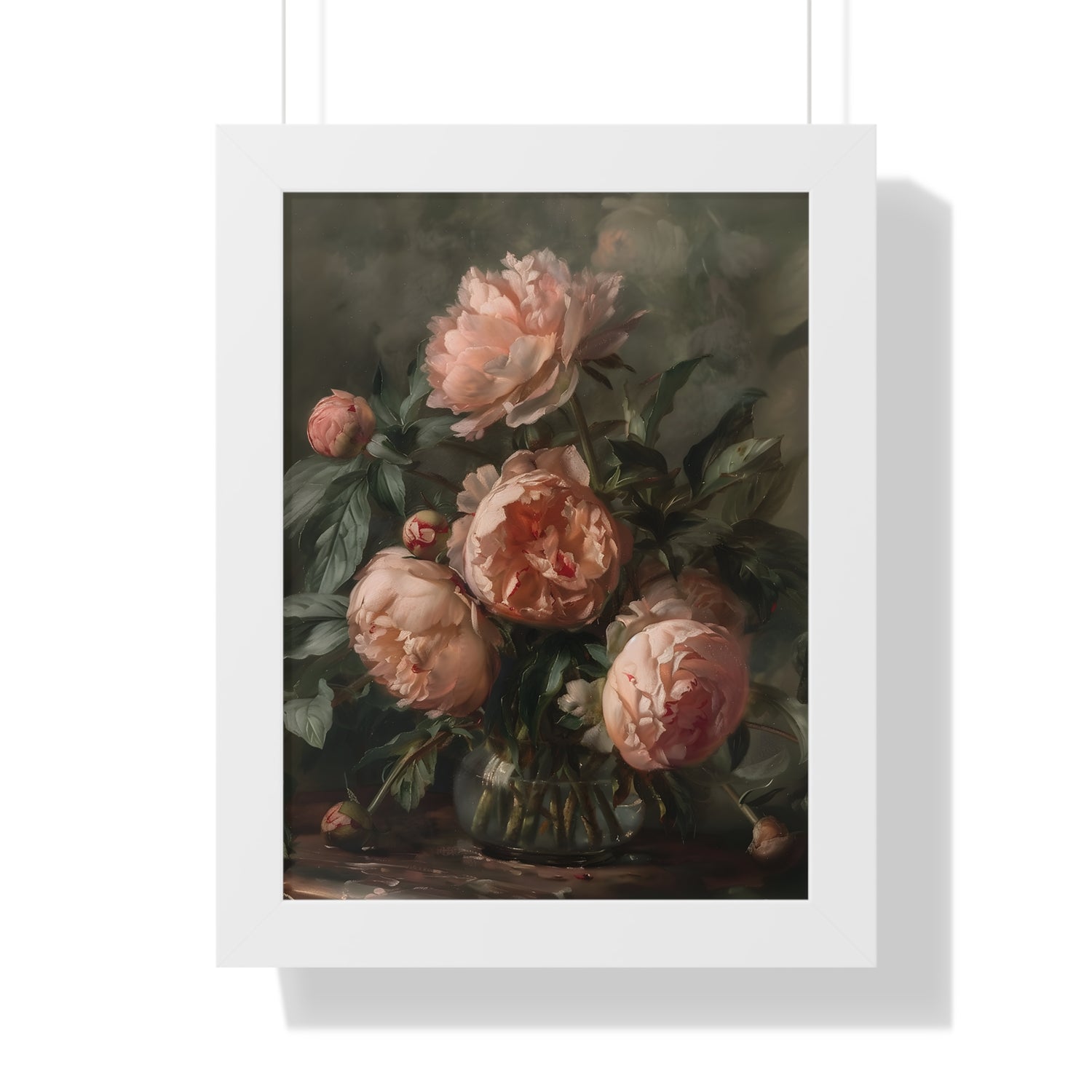 Framed Paper Print - Vintage Blush Peony Bouquet