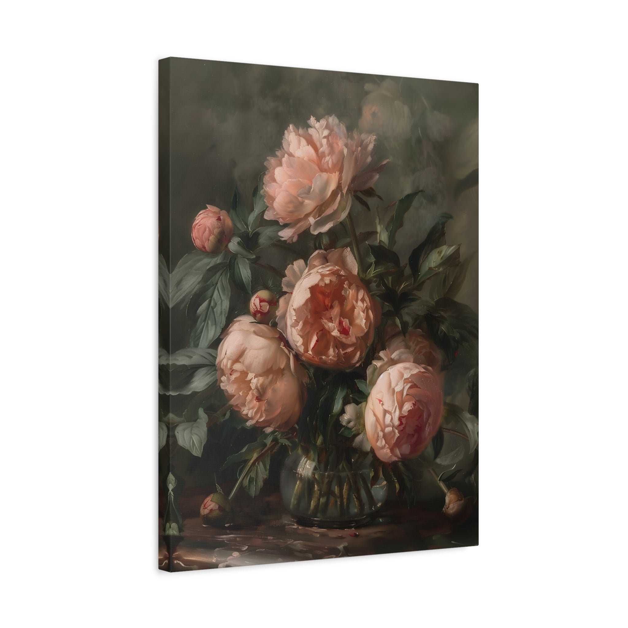 1.25" Matte Canvas - Vintage Blush Peony Bouquet
