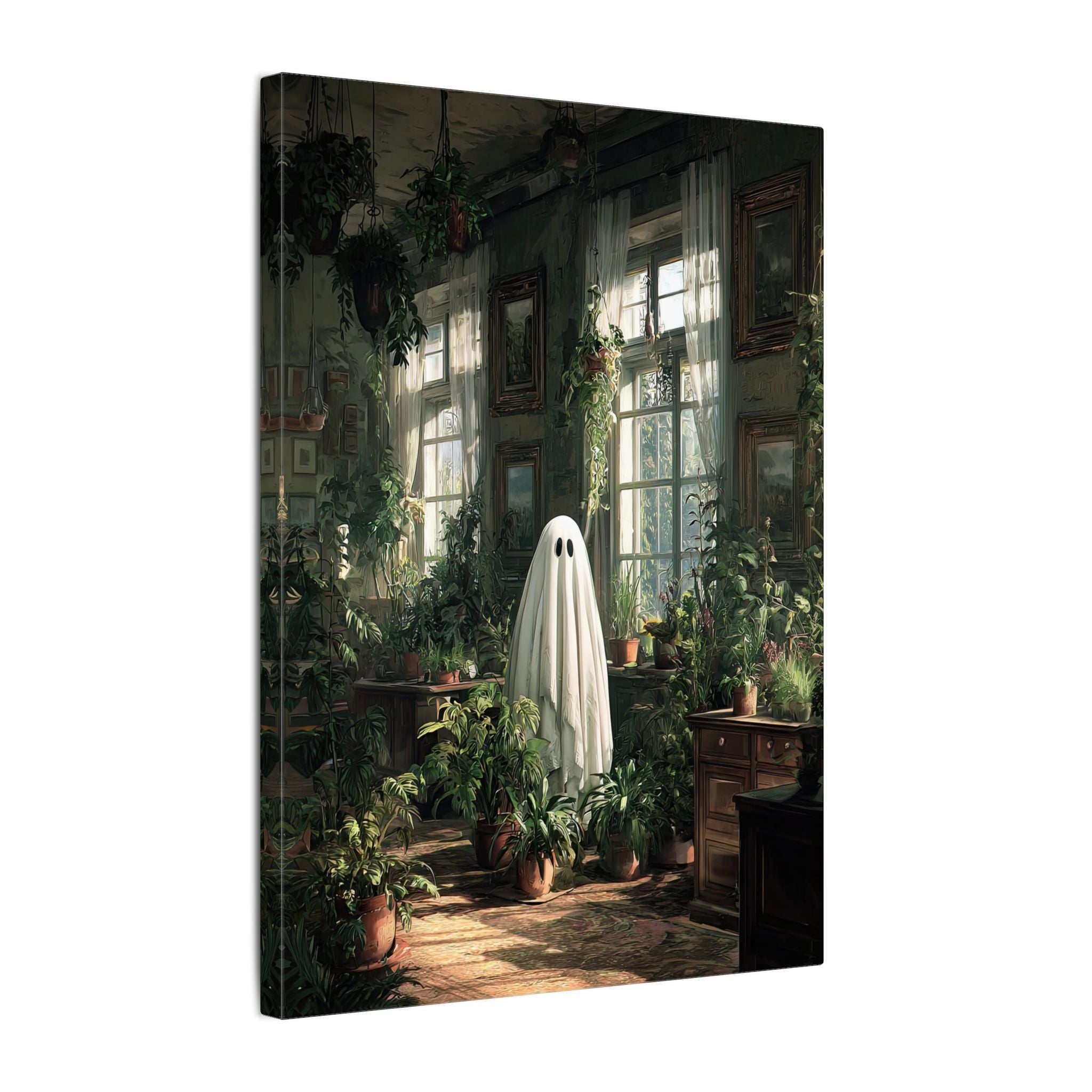 .75" Matte Canvas - Ghost Among Houseplants