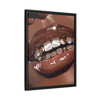 Framed Canvas - Golden Grill Smile