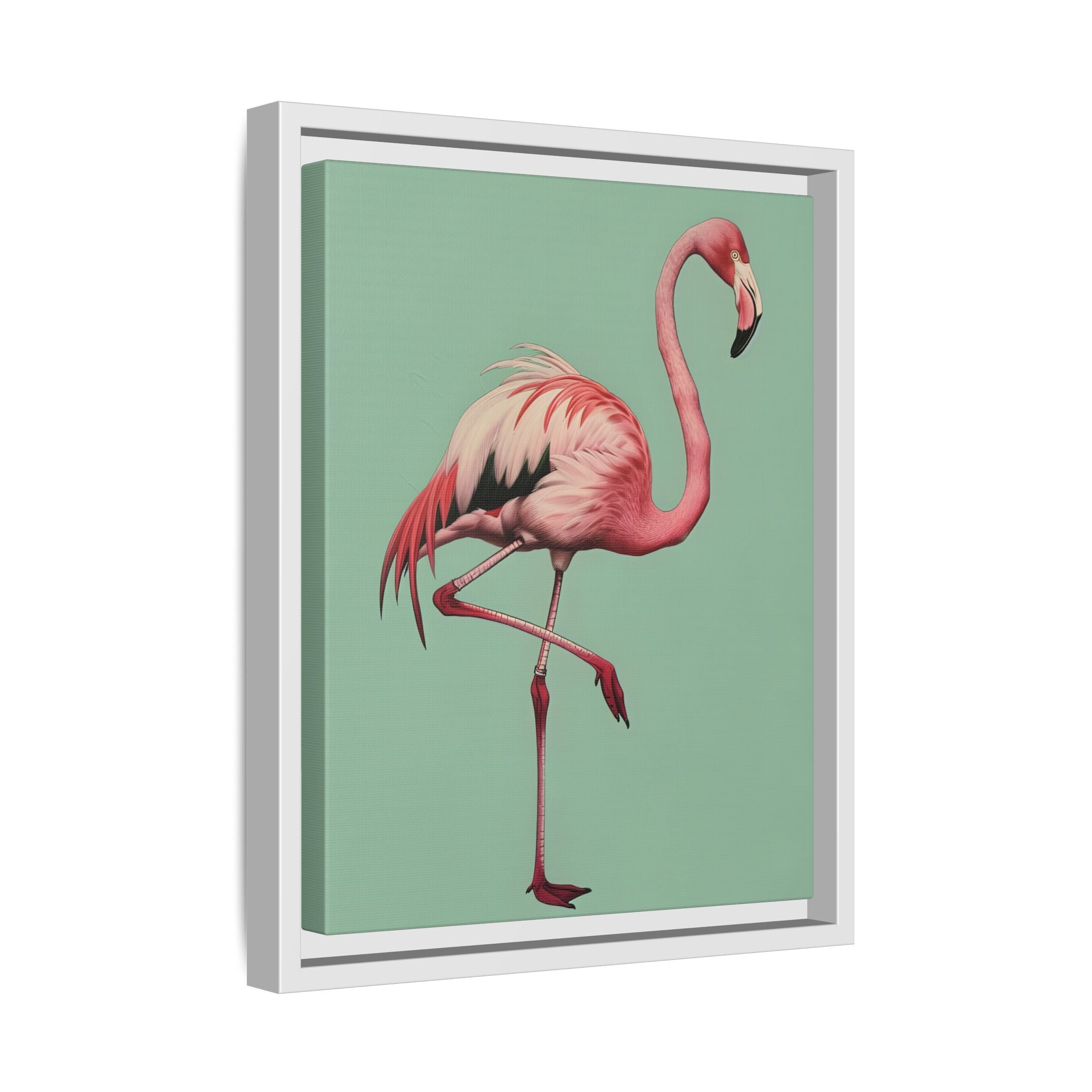 Framed Canvas - Pink Flamingo Tropical