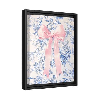 Framed Canvas - Pink Bow Floralscape