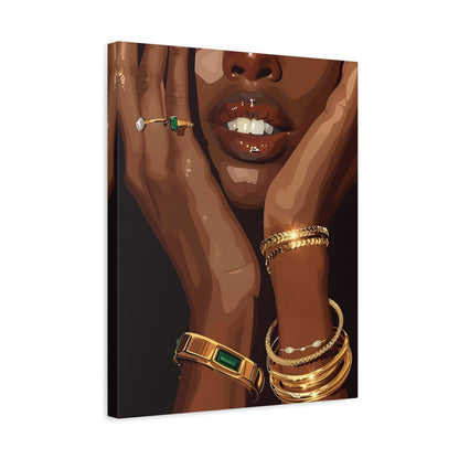 1.25" Matte Canvas - Golden Emerald Beauty Portrait