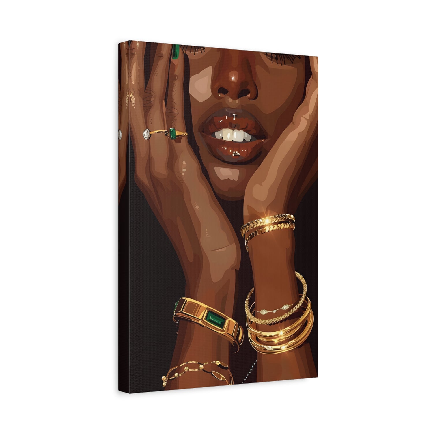 1.25" Matte Canvas - Golden Emerald Beauty Portrait
