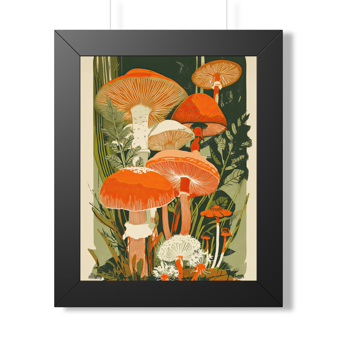 Framed Paper Print - Groovy Woodland Mushrooms