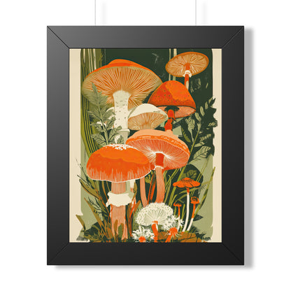 Framed Paper Print - Groovy Woodland Mushrooms