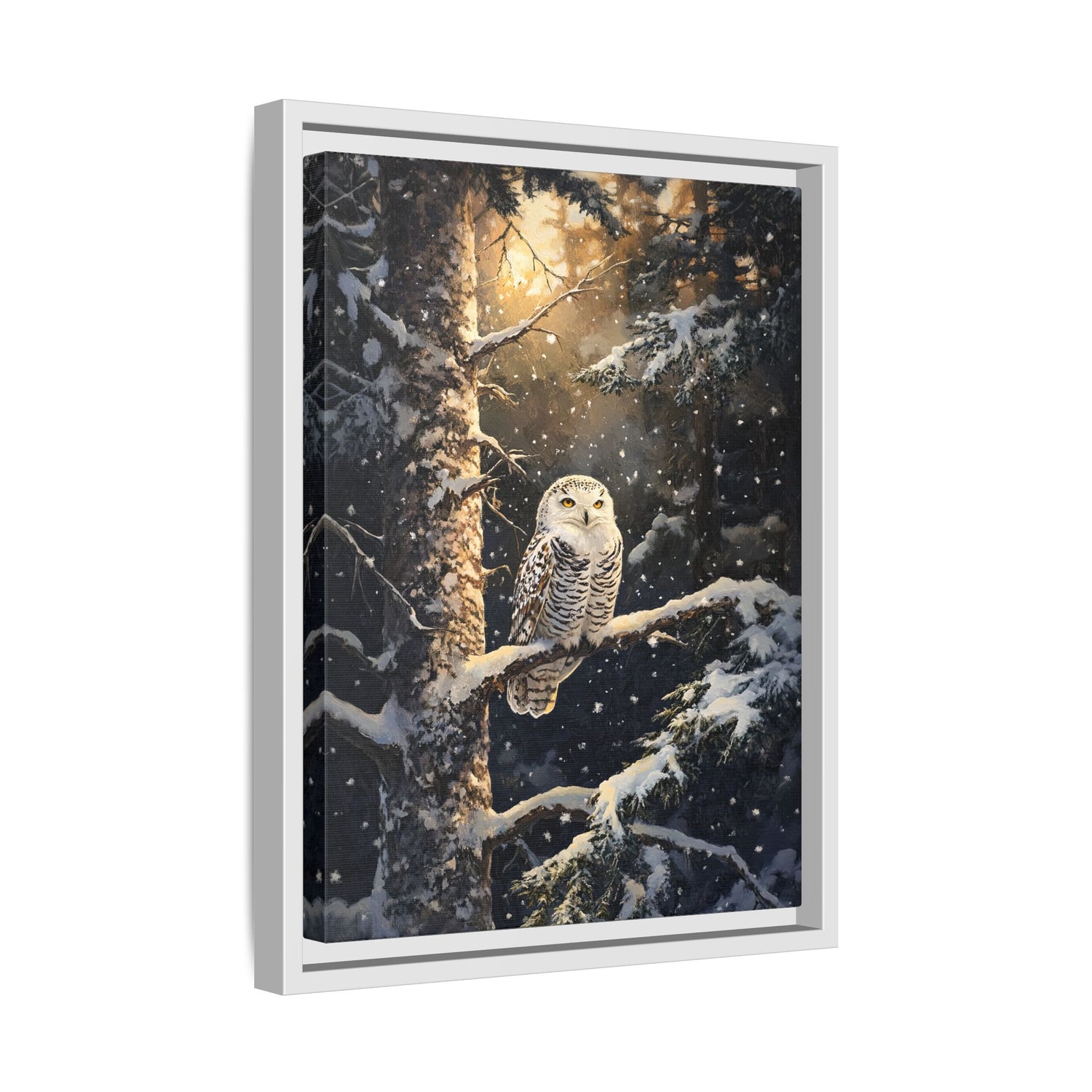Framed Canvas - Silent Gaze Snow Owl