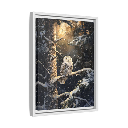 Framed Canvas - Silent Gaze Snow Owl