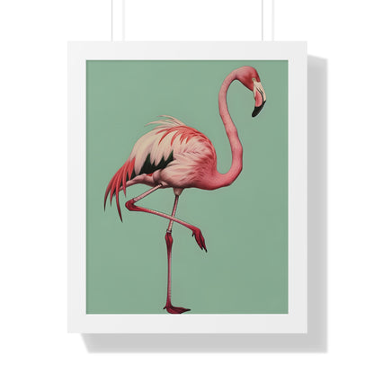Framed Paper Print - Pink Flamingo Tropical