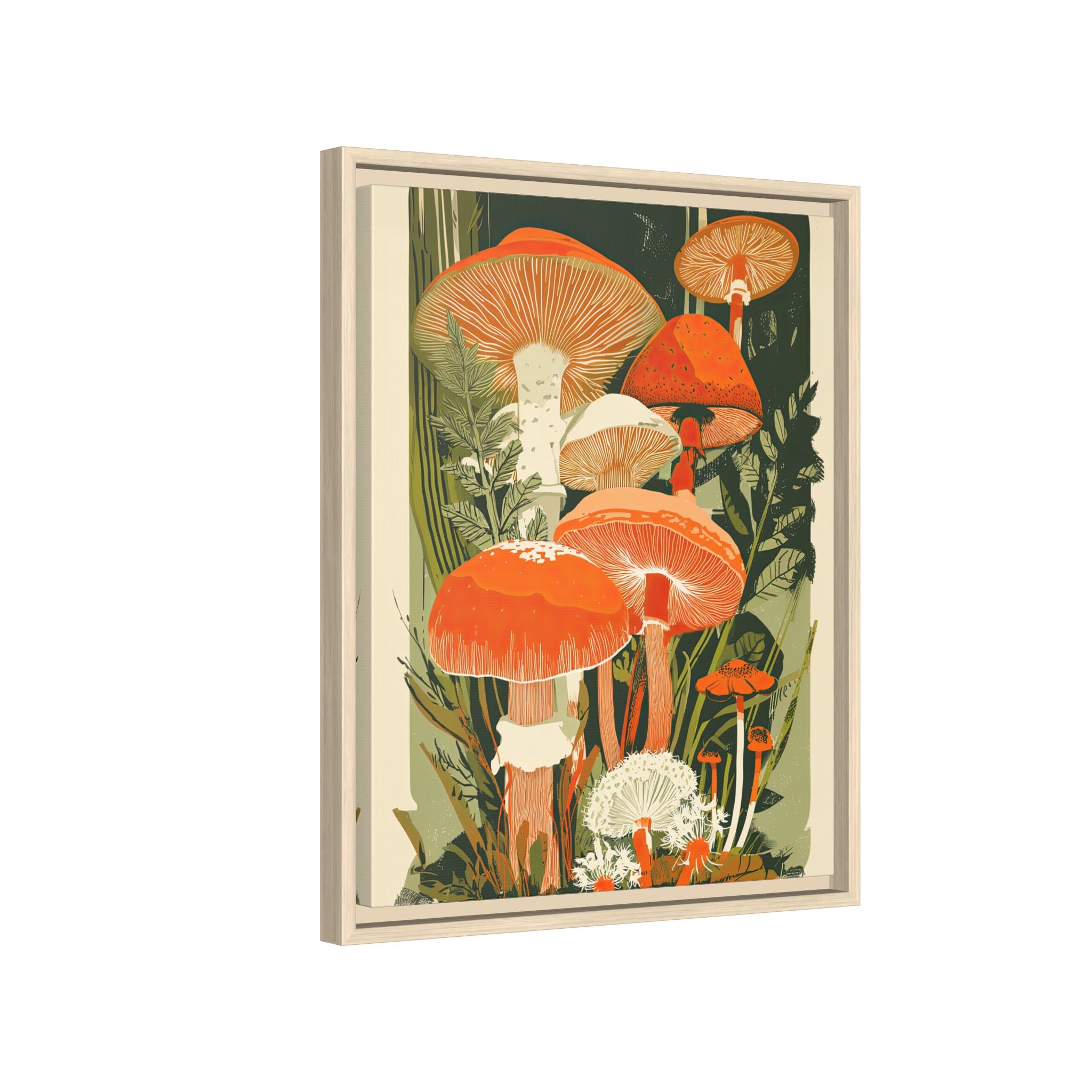 Framed Canvas - Groovy Woodland Mushrooms