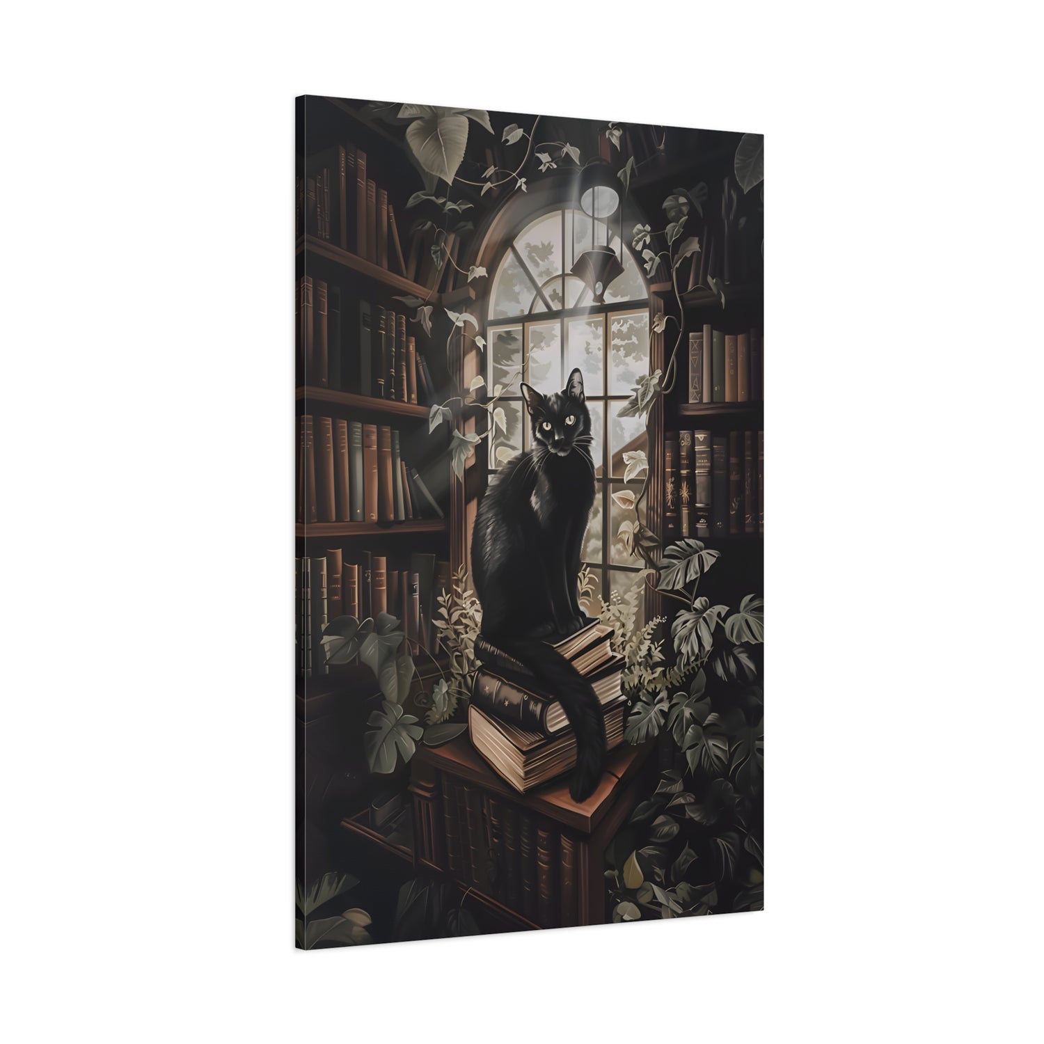 1.25" Matte Canvas - Book Hoarder Feline Gaze