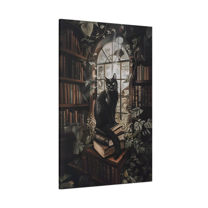 1.25" Matte Canvas - Book Hoarder Feline Gaze